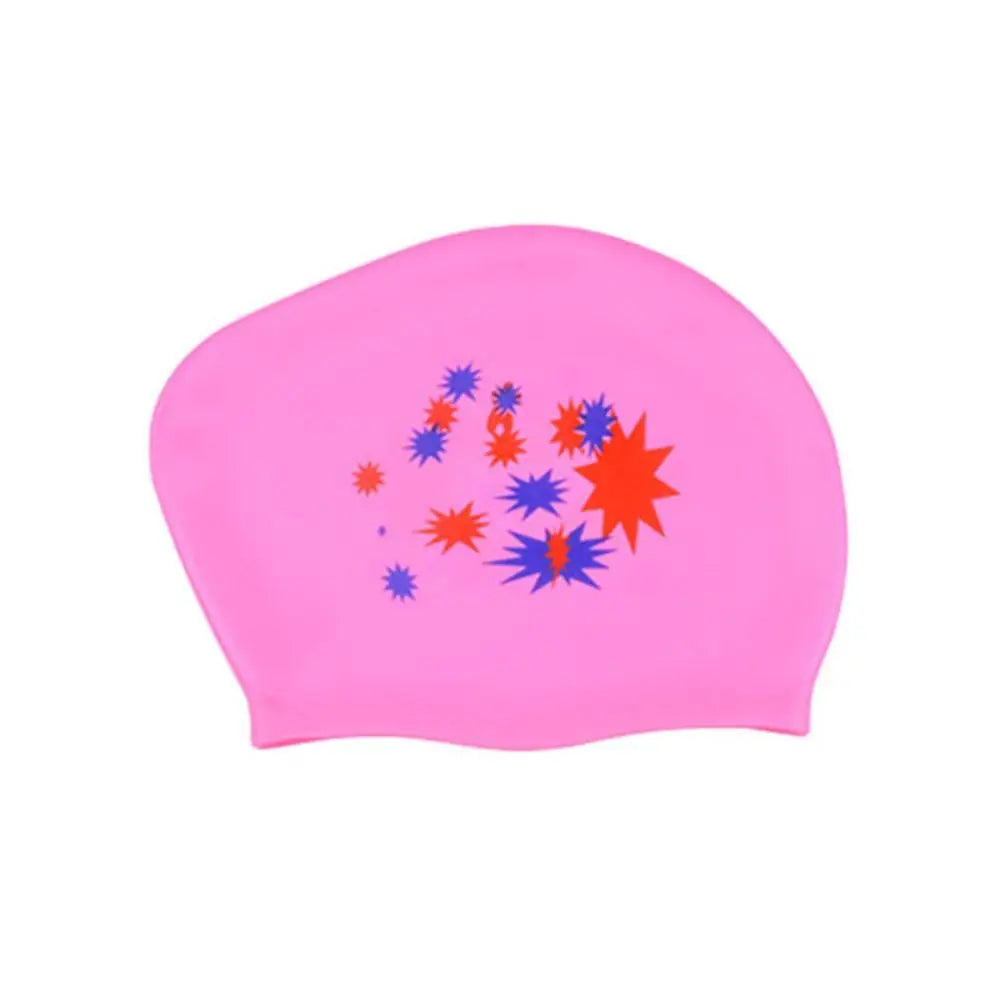 New Silica Gel Long Hair Swimming Cap Star Pattern Large Size Silicone Swimming Cap Elastic Waterproof Swim Gear Adult