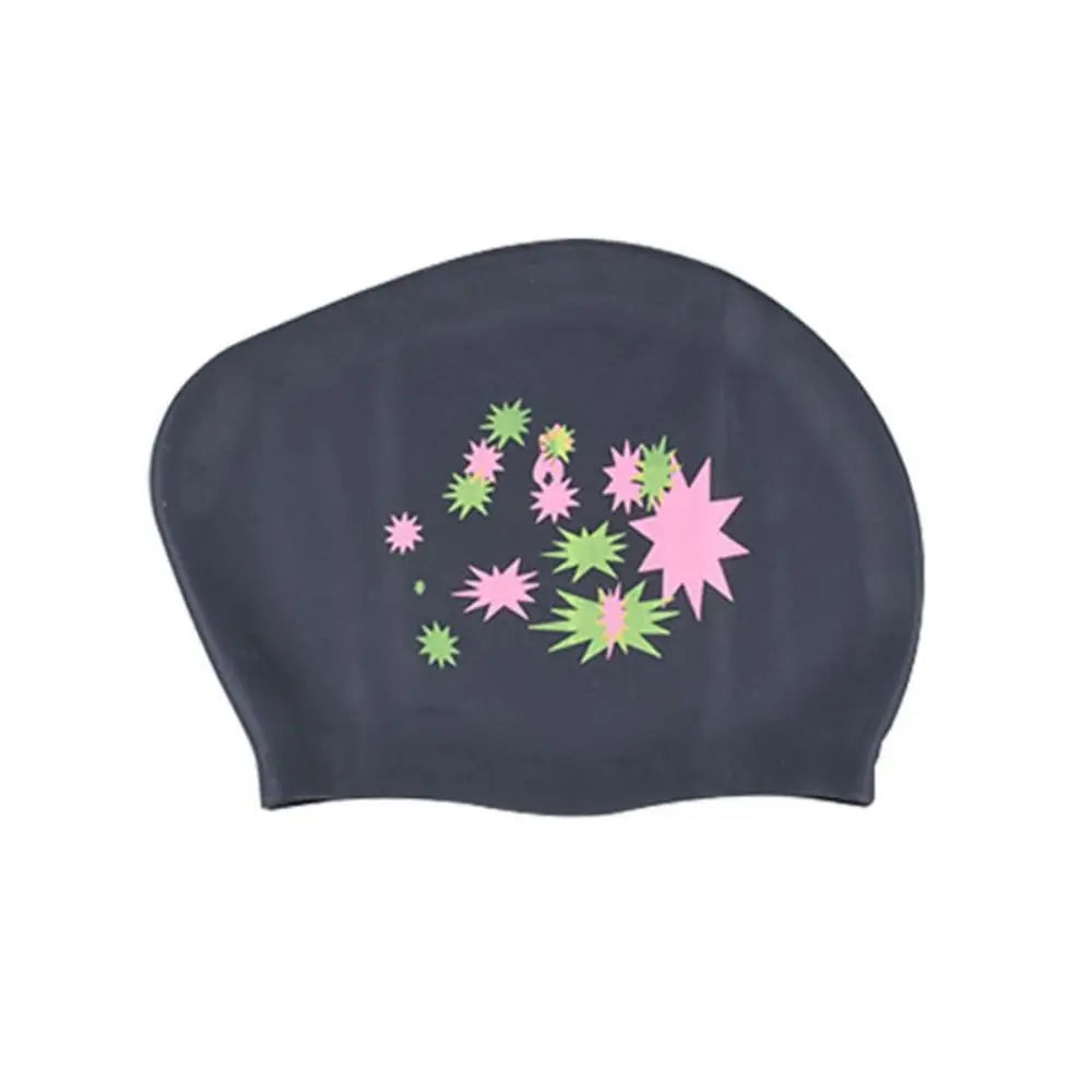 Large Size Long Hair Swimming Cap New Star Pattern Silica Gel Silicone Swimming Cap Elastic Waterproof Swim Gear Lady