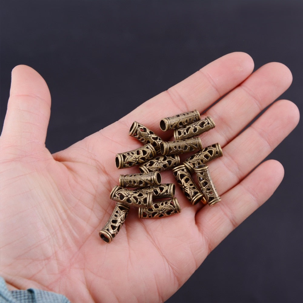 WZSQJN 12Pcs/Lot Alloy Hair Braid 5mm Hole Ring Tubes