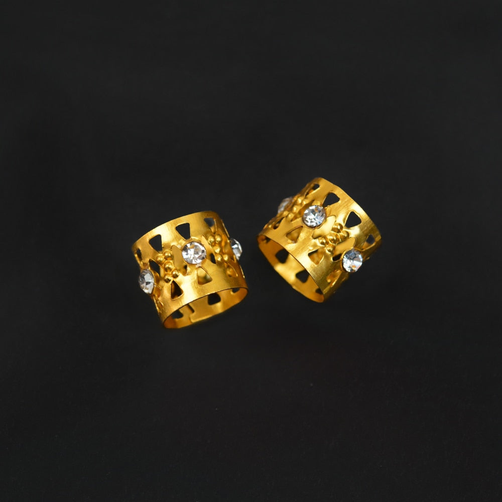 WASIG 50pcs/lot Gold Rhinestone Hair Dread Braids Dreadlock Beads