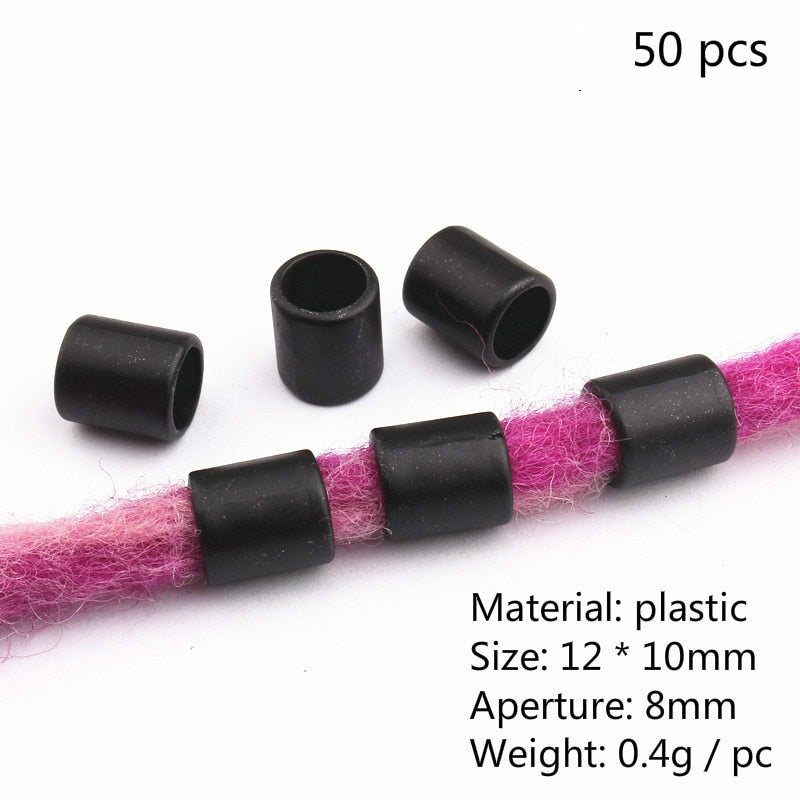 50-200 PCS African Hair Rings Cuffs Tubes Charms Jewelry Gold Silver Beads