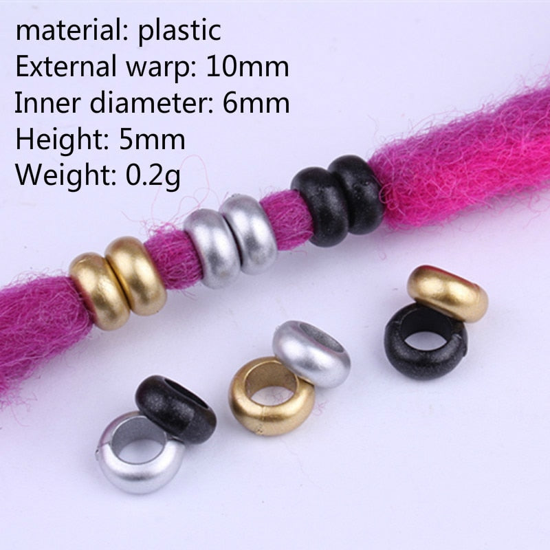 50-200 PCS African Hair Rings Cuffs Tubes Charms Jewelry Gold Silver Beads