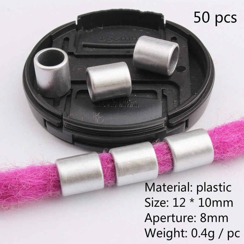 50-200 PCS African Hair Rings Cuffs Tubes Charms Jewelry Gold Silver Beads