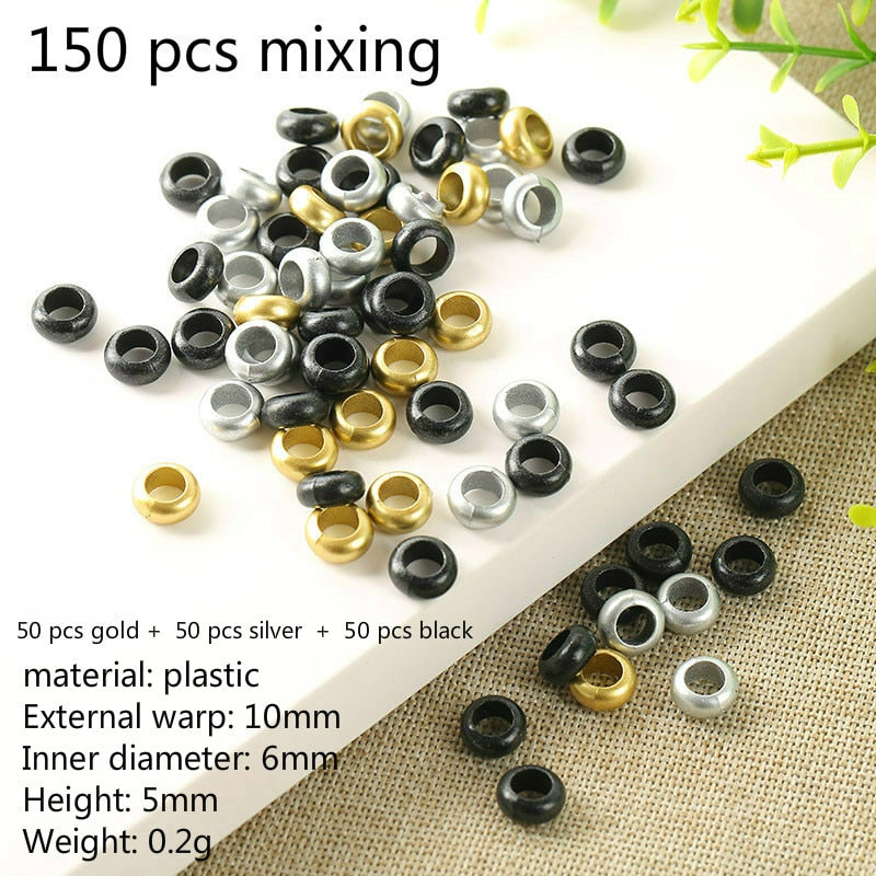 50-200 PCS African Hair Rings Cuffs Tubes Charms Jewelry Gold Silver Beads