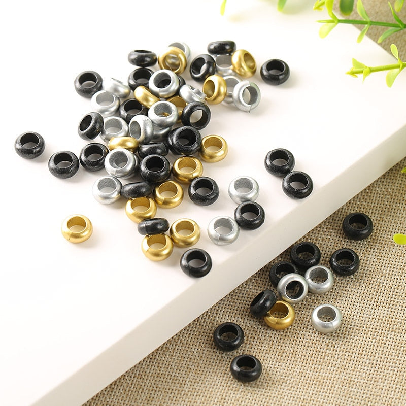 50-200 PCS African Hair Rings Cuffs Tubes Charms Jewelry Gold Silver Beads