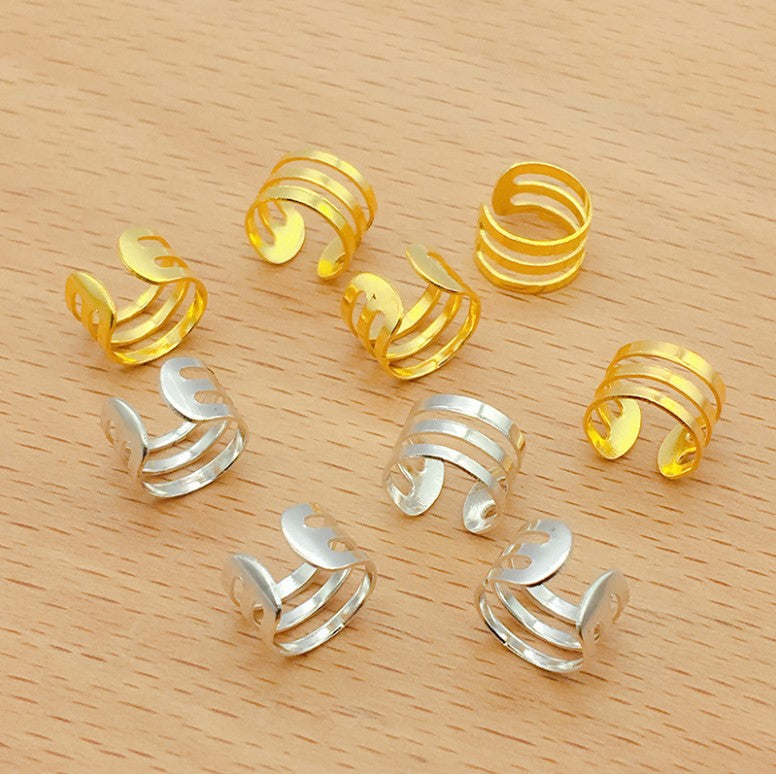 50-200 PCS African Hair Rings Cuffs Tubes Charms Jewelry Gold Silver Beads