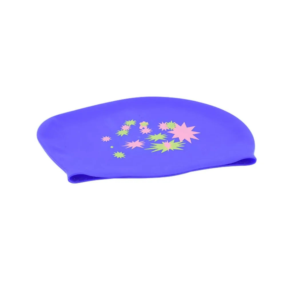 Large Size Long Hair Swimming Cap New Star Pattern Silica Gel Silicone Swimming Cap Elastic Waterproof Swim Gear Lady