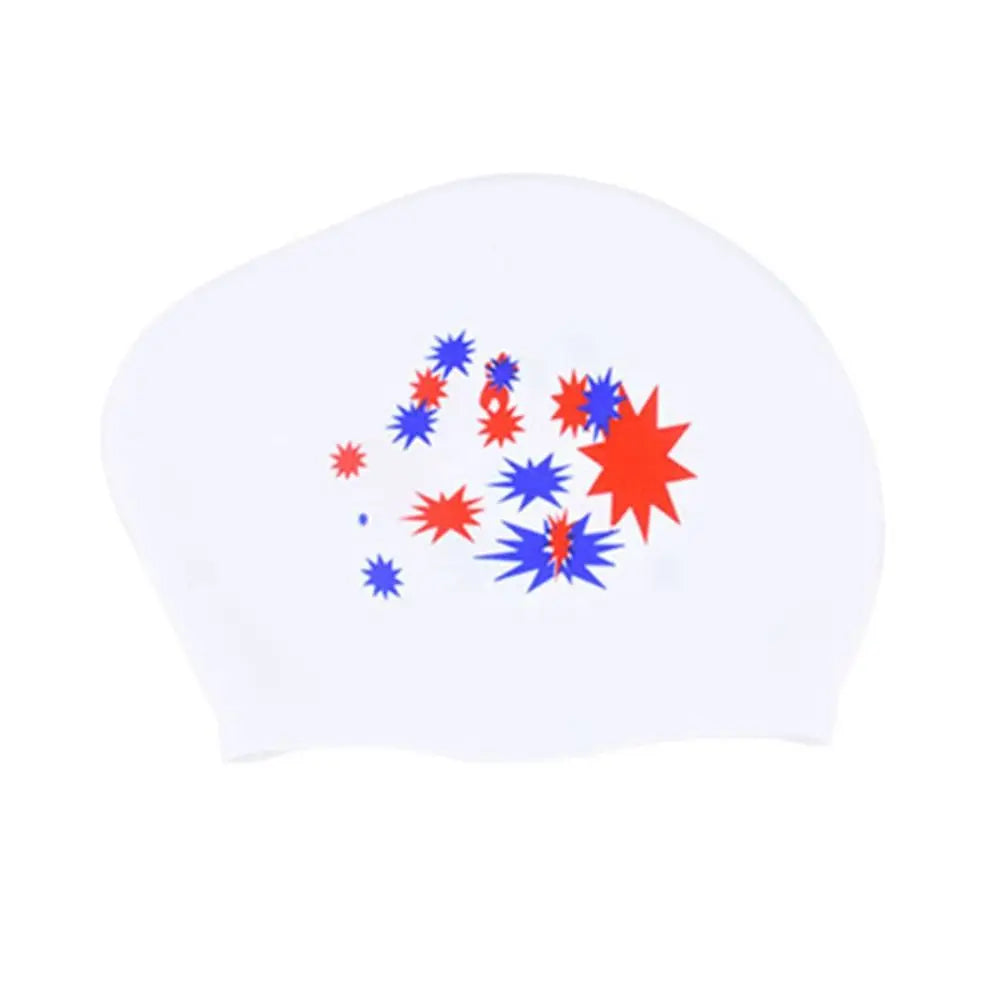 Large Size Long Hair Swimming Cap New Star Pattern Silica Gel Silicone Swimming Cap Elastic Waterproof Swim Gear Lady