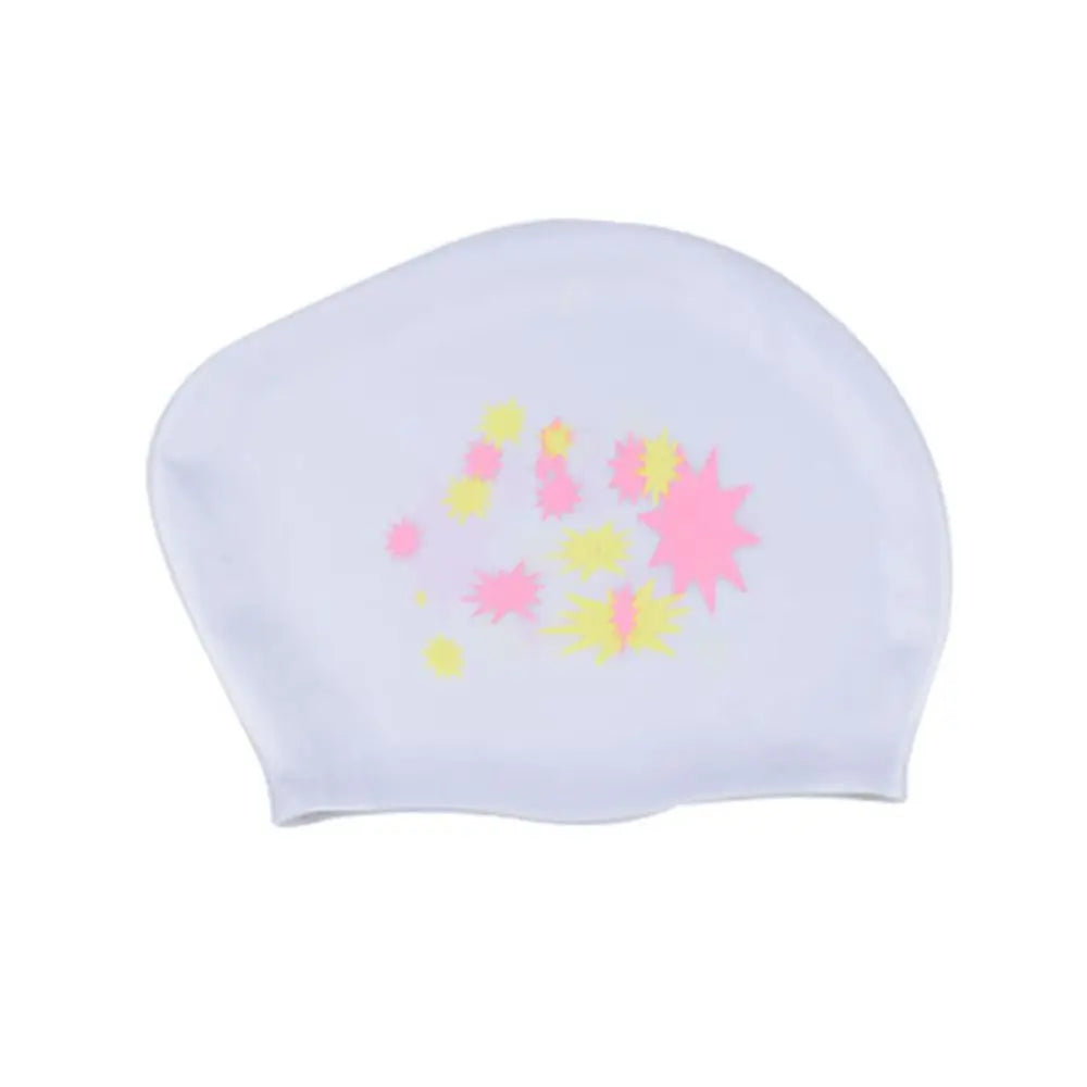 Large Size Long Hair Swimming Cap New Star Pattern Silica Gel Silicone Swimming Cap Elastic Waterproof Swim Gear Lady