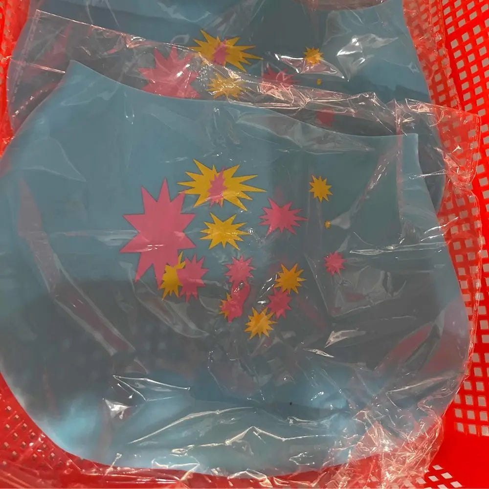 New Silica Gel Long Hair Swimming Cap Star Pattern Large Size Silicone Swimming Cap Elastic Waterproof Swim Gear Adult