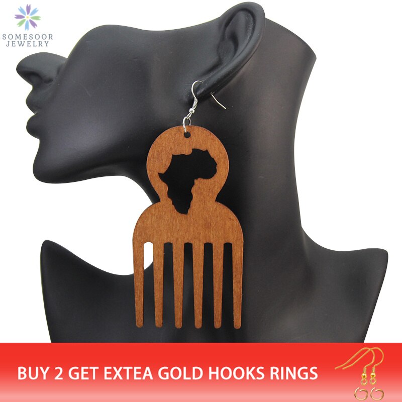 SOMESOOR Engraved Comb Design With African Map Earrings