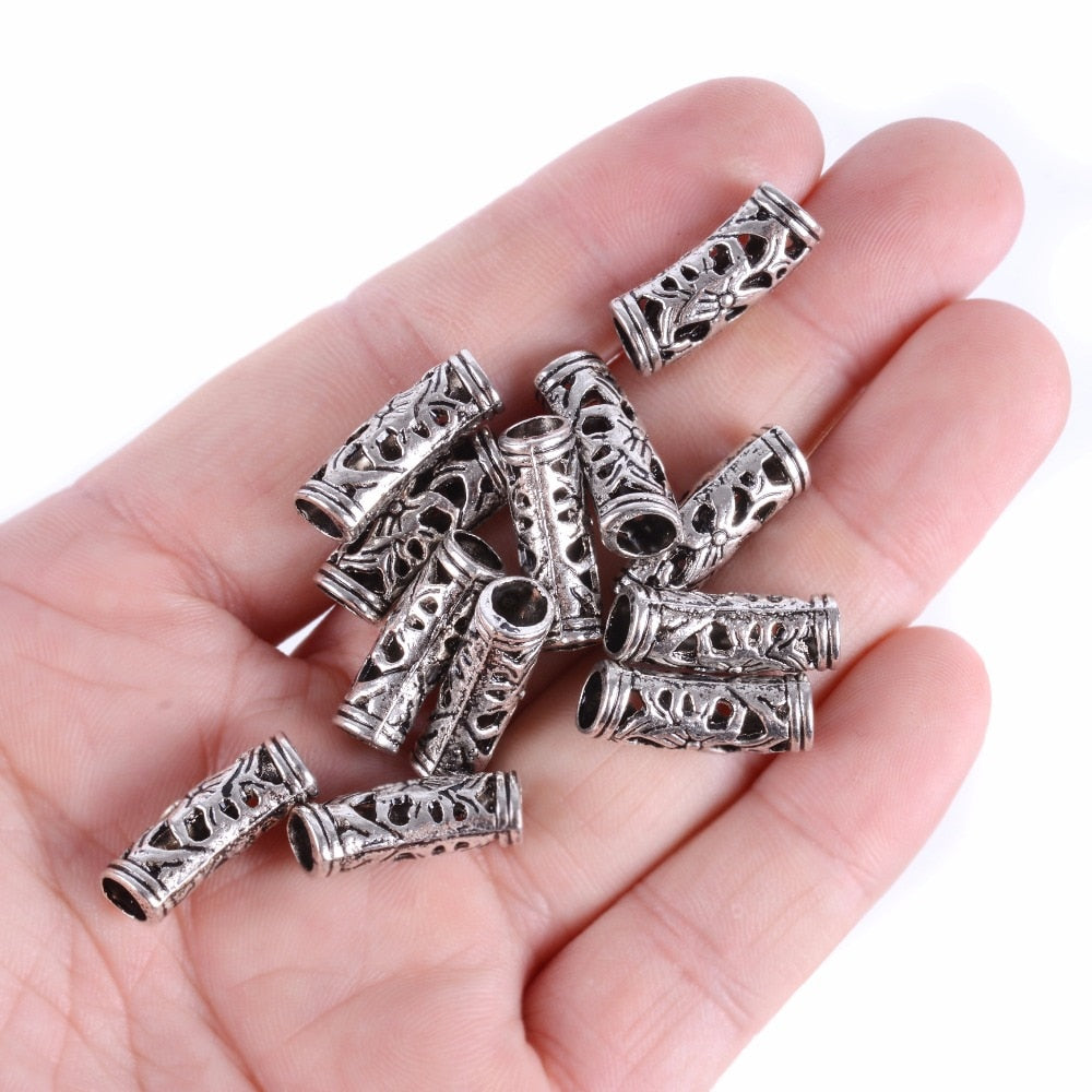 WZSQJN 12Pcs/Lot Alloy Hair Braid 5mm Hole Ring Tubes