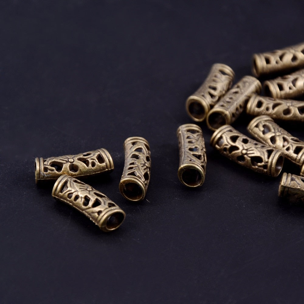 WZSQJN 12Pcs/Lot Alloy Hair Braid 5mm Hole Ring Tubes
