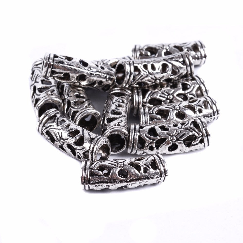 WZSQJN 12Pcs/Lot Alloy Hair Braid 5mm Hole Ring Tubes