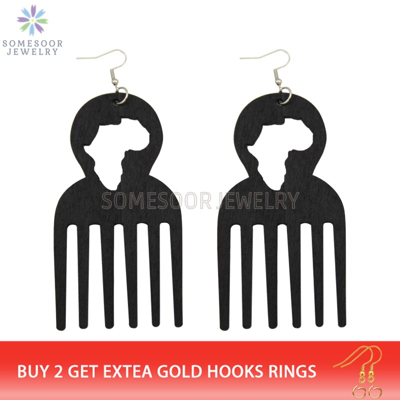 SOMESOOR Engraved Comb Design With African Map Earrings